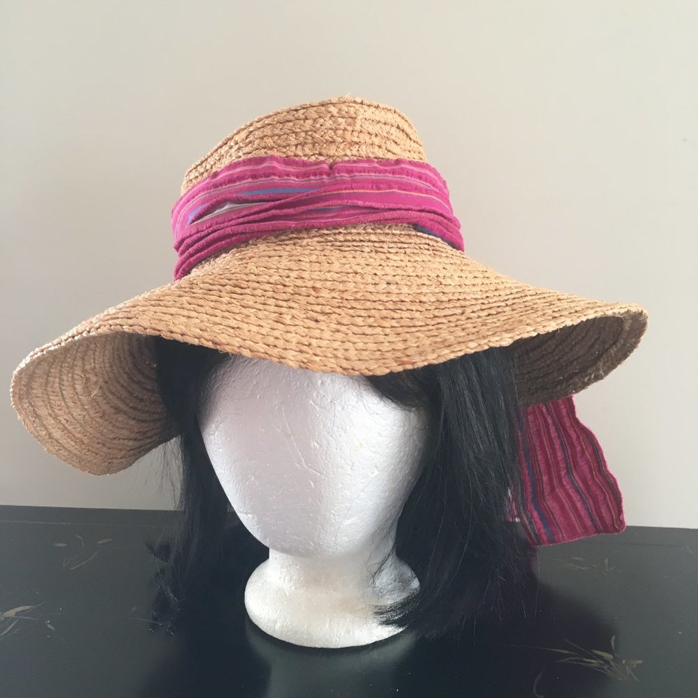 Old Country Road Sun Hat with Scarf Trim